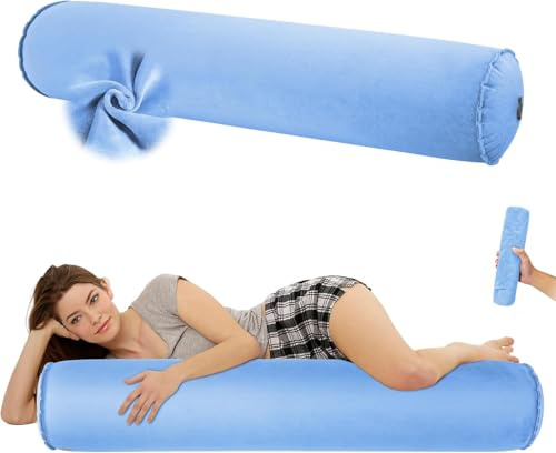 EULANT Aufblasbare Seitenschläferkissen, Leicht Körperkissen für Seitenschläfer, Langes Rundes Ganzkörperkissen,Stützkissen für Reisen, 120 * 20cm, Aufblasbar & Kompakt