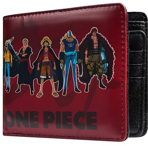 One Piece Portafoglio Ragazzo Uomo Bambini, Porta Carte e Porta Soldi Similpelle, Sottile Portafogli Anime, Accessori Viaggio (Borgogna)