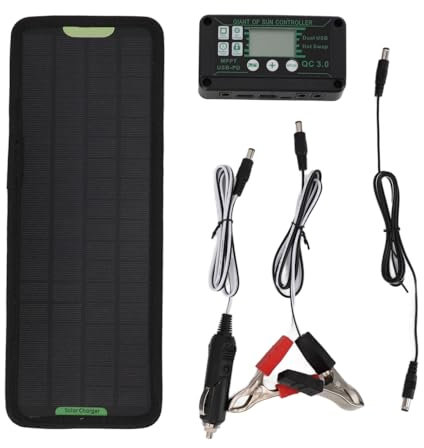 Kit di ricarica solare per auto – caricabatterie di manutenzione 12 V/24 V | kit di ricarica per pannello solare ricaricabile, mantenimento della batteria fotovoltaico e alimentazione di emergenza per