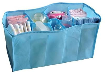 Supvox Wickeltasche Blau mit Organizer-fächern für Windeln und Babyartikel Maße Vliesstoff Sieben Fächer für Kleidung Spielzeug Flaschen und Mehr