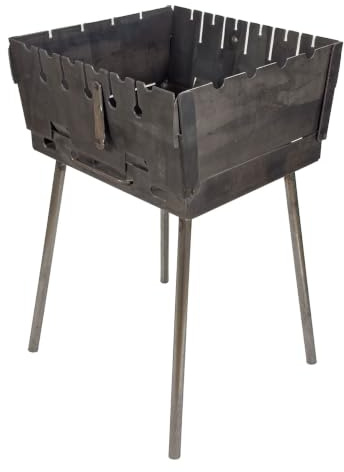GOROCH Mangal Grill für 10 Spieße - Faltbarer Schaschlikgrill aus 2 mm Stahl, mattschwarz beschichtet - Tragbarer Holzkohlegrill Koffer für Camping, Garten, Picknick & Outdoor - Black Edition