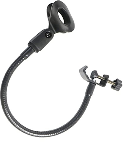 Hemobllo Flexibler Mikrofonhalter mit C-förmiger Klemme aus Metall Verstellbarer Schwanenhals für Freihändiges Singen und Broadcasting Schwarz
