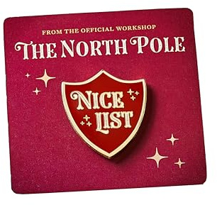 Santa Nice List Enamel Pin Badge - Father Christmas Good List Badge, Christmas eve box fillers, stocking filler, Good Behaviour Badge