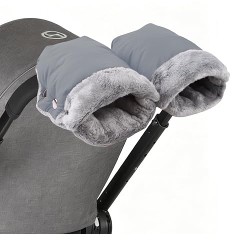 NICEWAT Handvärmare barnvagn, vattentät och vindtät handmuff för barnvagn, universell storlek sparkcykel handmuff med varmt plyschmaterial fleece för alla barnvagnar buggy