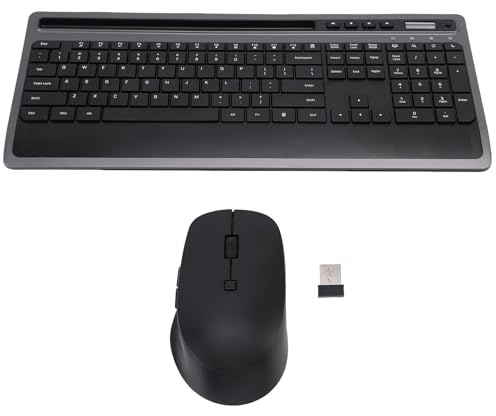 Fockety Ensemble Clavier et Souris sans Fil Ergonomique 2,4 GHz avec Repose-Poignet, Support pour Tablette et téléphone, pour Ordinateur et Ordinateur Portable