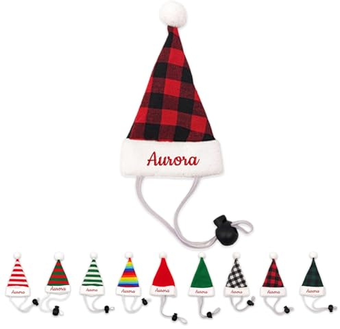 Personalisierte Weihnachtsmütze für Haustiere mit Individuellem Text, Weihnachtsoutfit für Hunde Und Katzen, Katzenkostüm & Weihnachten Hund (H)