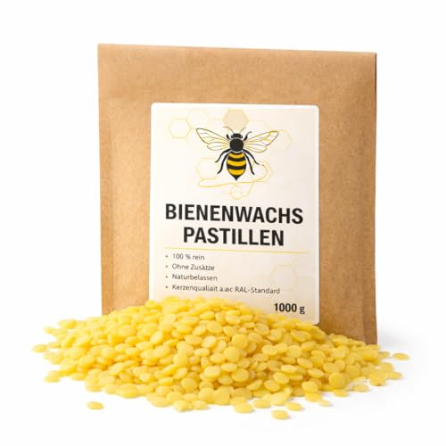 Generisch Bienenwachs Pastillen 1000g - 100% rein und ohne Zusätze - Von Deutschen Bienen - Perfekt geeignet für Kerzen und DIY Projekte