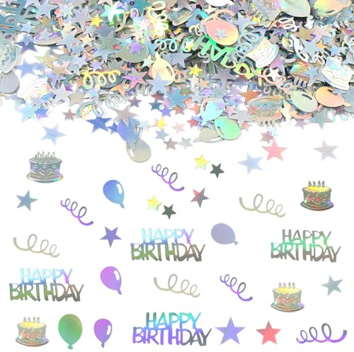 200 Stück Konfetti Geburtstag Tischdeko, Happy Birthday Deko | Konfetti Streudeko für Frau Mann Grün (Silber)