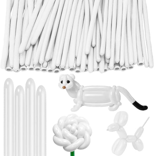 50/100/150/200 Piezas Globos de Modelado Globos Largos Globo Largo del Látex Globos Mágicos para Fiestas de Cumpleaños Bodas Aniversarios y Celebraciones (Blanco-50)