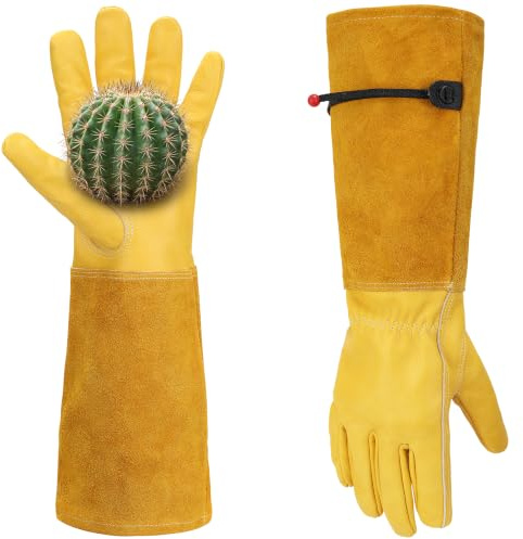 Gants de jardinage anti-ronces et anti-épines pour femmes & hommes, gants jardinage en cuir de vache durables pour la taille des rosiers et ronces, taille ajustable, cadeaux et outils pour jardiniers