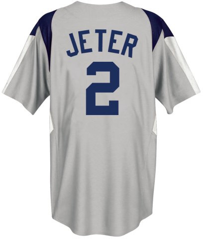 Majestic Derek Jeter New York Yankees Stance II Jersey mit Knopfleiste (klein) Grau