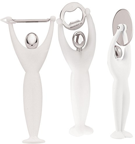 BUGATTI 32 – 7089/ac1u Gym Set di 3 Utensili da Cucina ABS/Acciaio Bianco 25 x 22 x 7 cm