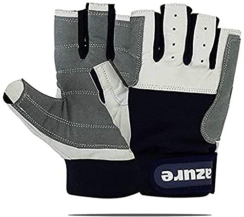Azure Premium Quality Strong AMARA Navy Blue Sailing Enforced Palm Breathable Best Gloves Skiing Riding Running Hiking Fishing Sailing Indoor-Outdoor C/F XSmall-Xlarge (XXL)