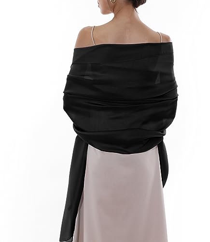 RIIQIICHY Stola Damen Festlich für Abendkleid Hochzeit Schwarz Schal Tücher Schultertuch Sommer