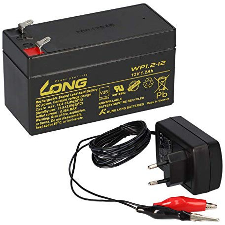 AGM Batterie au plomb 12 V 1,2 Ah compatible avec gel et chargeur