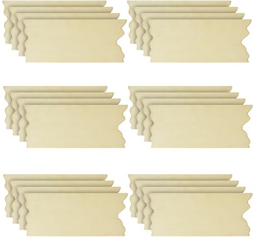 Belle Vous Set di 24 lastre in legno grezzo, 17,6 x 7,5 cm, pannello in legno rettangolare con bordi seghettati, ideale per artigianato, piroincisione, pittura, decorazione per matrimoni e casa