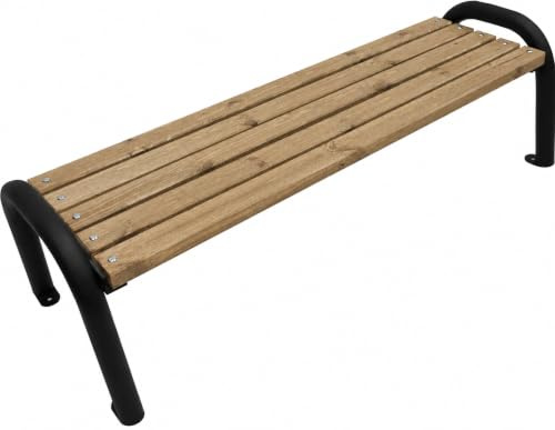 Primario Grande Gartenbank Holz ohne Rückenlehne, 175 cm - Eiche | Massives Fichtenholz & pulverbeschichteter Stahl, bis 500 kg, wetterfest, Sitzbank für Garten, Terrasse & Park, Primario