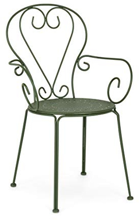 Bizzotto Gartenstuhl aus Metall, Gestell aus Stahl für Außenmöbel, stapelbar Etienne (Grün)
