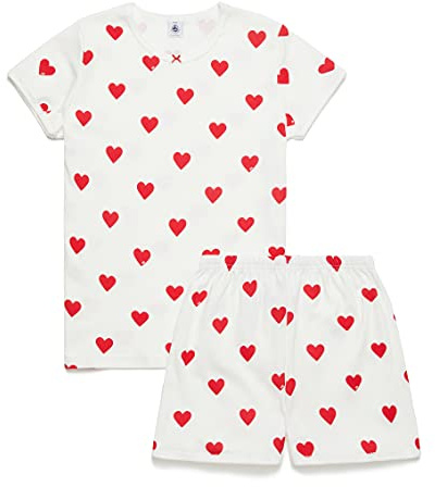 Petit Bateau Mädchen Pyjacourt, Weiss Marshmallow / Rot Terkuit, 14 Jahre