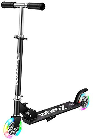 wheoZ Roller Kinder Scooter Tretroller Cityroller Kick Scooter 3 Höhenverstellbare PU Led-räder ABEC 7 für Mädchen Jungen Kinder ab 3-8 Jahre(Schwarz)