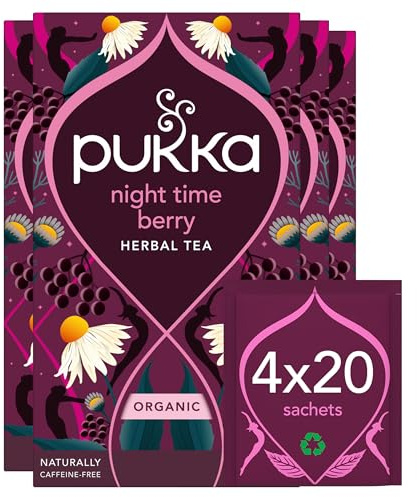 Pukka Herbs Night Time Berry Herbal Sleep Tea, 80 Teabags, Caffeine Free
