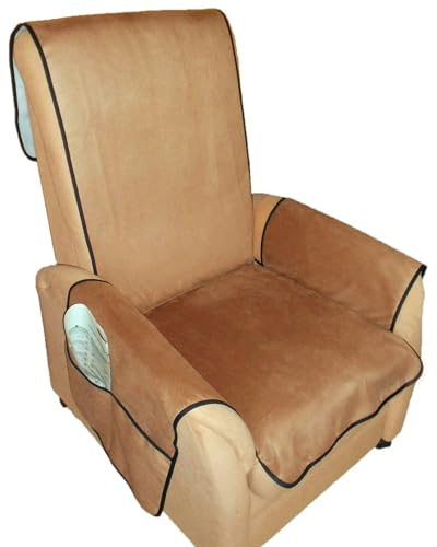 Holzdrehteile Sesselschoner Velourleder Optik Schoner Sesselauflage Überwurf Auflage Lederoptik braun