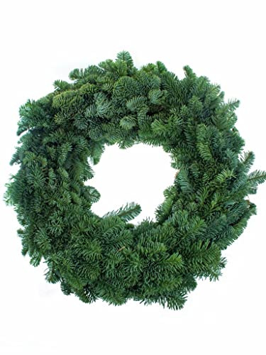 Blumigo Tannenkranz aus frischer Nobilis-Tanne - FRISCH - 50 cm - beidseitig rund gebunden - Adventskranz Rohling