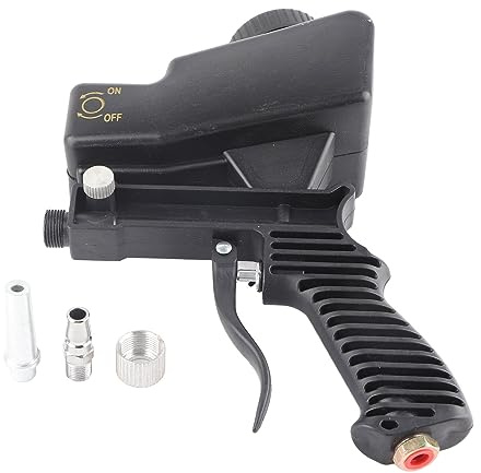 Sandblästringspistol Bärbar Gravitationspneumatisk Verktygssats för Sprutning Rengöring Fläckmålning Metallprojekt Ta Bort Färg Svart