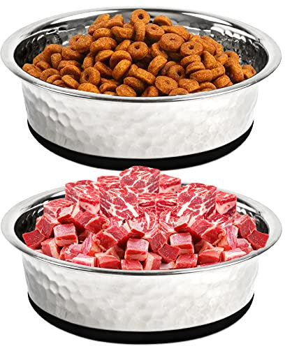 Hundenapf Grosse Hunde,2 Stück Hundenapf Edelstahl Mit Rutschfestem Silikon Futternapf Für Grosse,Mittelgroße Und Kleine Hunde,Hundenapf Für Hundefutter Und Wasser Futternapf Fressnapf Hund