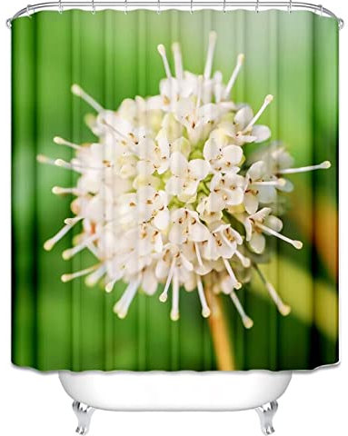 EHOMERY Tende Doccia Senza Forare Porta Tenda Vasca da Bagno Ombrello Fiori Tende Doccia Ad Ombrello Tenda Bagno con Fettuccia per Binario con Ganci Polyester 120X180Cm