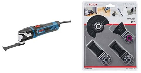 Bosch Professional Multi-Cutter GOP 40-30 (Starlock-Werkzeugaufnahme, im Karton) + 4tlg. Boden- und Installationsset für Multifunktionswerkzeuge (Starlock, Zubehör Multifunktionswerkzeug)