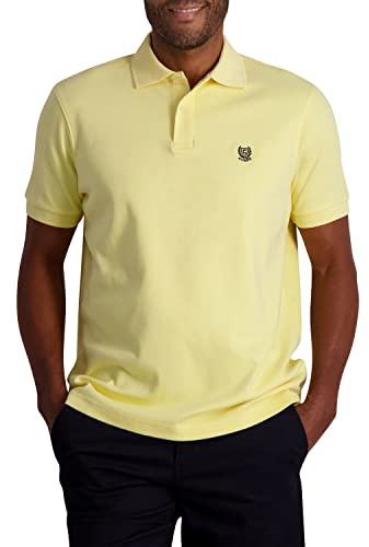 Chaps Men's Polo Shirt - Classic Fit Short Sleeve 2-Button Double Knit Cotton Polo Shirt (S-XL), Size Large, Savannah Yellow