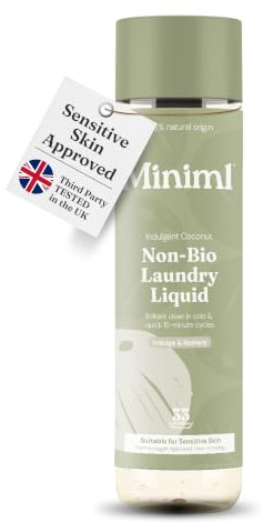 Miniml Eco Laundry Liquid Washing Detergent 1L – Coconut | Natural Non Bio – Clothes and Fabric Softener – Machine or Delicate Hand Cleaning – 100% Vegan & Cruelty Free – 33 Washes