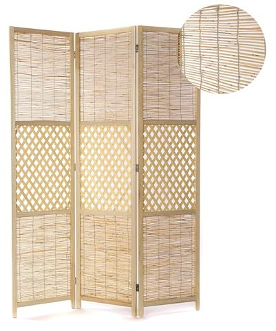 CREEDWOOD Natur RAUMTEILER Ambiente | 3-teilig, Bambus, Schilfrohr | Schilf Raumtrenner, Paravent, Sichtschutz, freistehende Stellwand, Faltwand, Ankleide Trenner | Farbe: Natur