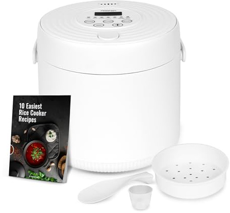 Noaton® RC120W, Multifunktionaler Reiskocher, 2 L, 6 Programme, Warmhaltefunktion, Timer, Dampfgarer-Einsatz, Für bis zu 8 Personen, 400 W, Weiß