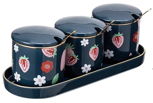 Azucarero Salero Botes Especias Juego De Tarros De Condimentos Con Botella De Especias De Cerámica, Caja De Condimentos, Combinación De Tarros De Condimentos De Sal Y Azúcar Frascos Especiarias Tarros