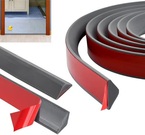 NAROSEBE Barrière de Seuil de Douche 2 m, Joint Porte de Douche Adhésif, Barre de Seuil Douche Anti Débordement, Joint Seuil de Douche Souple, Barrière de Barrage d'eau, pour Salle de Bain Cuisine