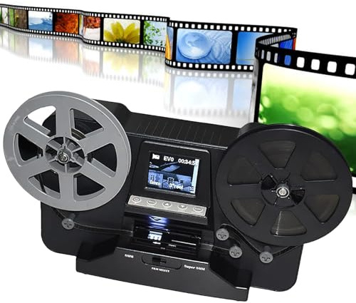 PixCy Scanner Film 8 Mm,Numériseur Film 2,4 Pouces avec Bobines 3, 4 Et 5 dans des Fichiers Numériques Mp4 1080p,Prend Charge Film Sonore Aucun Pilote D'ordinateur Requis