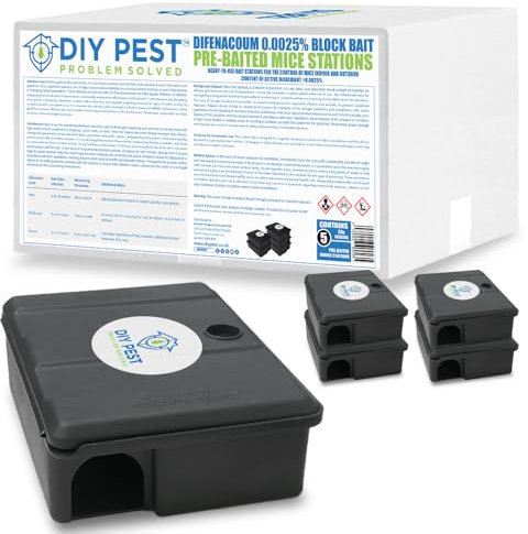 DIY PEST Humane Mouse Traps for Indoors & Outdoors - 5 Pack Mouse Trap Boxes | Mouse Trap Box in Tamper-Resistant Station | Effective Mice Control | Versatile Mouse Traps for Indoor/Outdoor Use