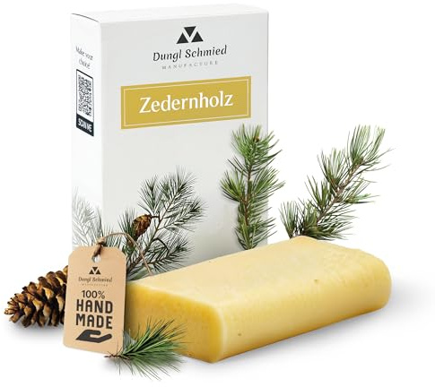 Dungl Schmied | Zedernholz Seife | Handgemacht | 100g Seifenstück | Ohne Palmöl | Vegan | Naturseife mit natürlichen Inhaltsstoffen | Für alle Hauttypen