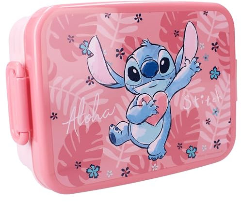 Vadobag STITCH Bon Appetit! - Portamerenda Lunch Box in plastica con coperchio - dimensioni 16x13x5cm DISNEY Originale Lilo e Stitch