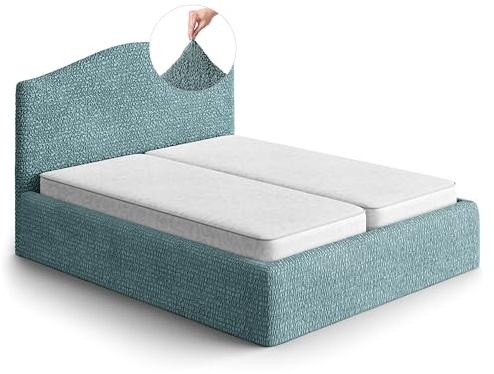 PAULATO Husse für Doppelbett über das Kopfteil und Grundgestell rüberziehen, Husse für Boxspringbetten 130-180cm Mikrofaser, bi-elastisches, kratzfestes und maschinenwaschbares Gewebe Made in Italy