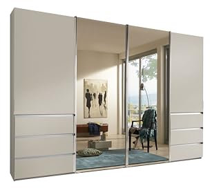 WIEMANN Schwebetürenschrank Kleiderschrank Schlafzimmerschrank 330cm breit, mit Schubladen, Champagner Dekor, mit Spiegel, Höhe 236cm, Malibu