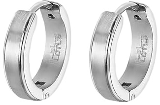LOTUS STYLE Pendientes Aro Hombre - Aros Acero Inoxidable 316L - Cierre Seguro - Ligeros, Cómodos y Resistentes - Aros Hombre Color Plata 15.40 mm LS2390-4/1