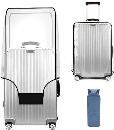 DIYJEP Suitcase Cover Protectors, Clear PVC Suitcase Covers with Luggage Tags, Waterproof DustProof Travel Luggage Protector Cover for Wheeled Trolley Case Baggage Business Trip Daily Using (24in)