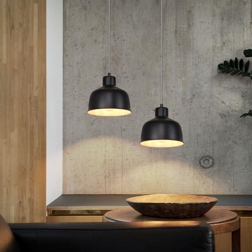 Deboola Pendelleuchte Esstisch Hängelampe Vintage - 2ER Pendellampe Industrial Retro Esstischlampe 1 Flammig Esszimmer Metall Esszimmerlampe E27 Schwarz Lichtschirm Hängeleuchte für Wohnzimmer Küche