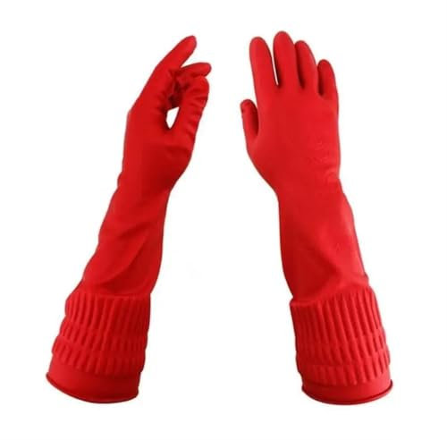 WENYOG Guante de Goma 2 Pares de Guantes de Goma for Limpieza de lavavajillas, Reutilizables, Largos, for Cocina, tareas domésticas, Impermeables, for Platos, Coches, jardinería(M)