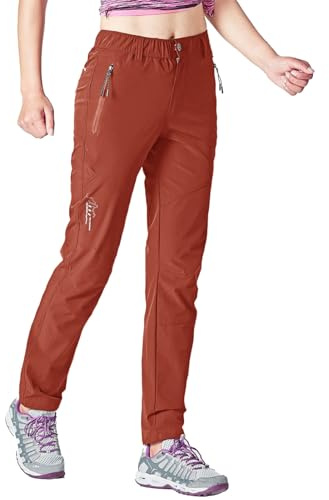 Rdruko Pantalon de randonnée pour femme - Léger - Séchage rapide - Protection UV UPF 50+ - Pantalon fonctionnel respirant - Pantalon d'été, rouge bordeaux, S