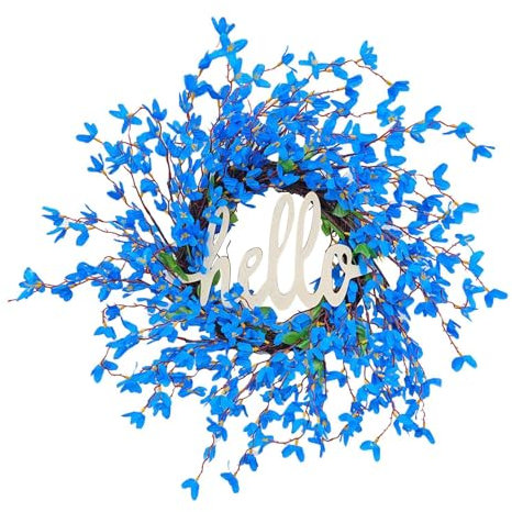 Valentinstagskränze – künstliche Blumen – künstlicher Blumenkranz – Blaue Kränze für Haustür – rustikale Frühlingsblaue Girlande | künstliche Blumen Bulk künstliche Schleierkraut Blumensträuße