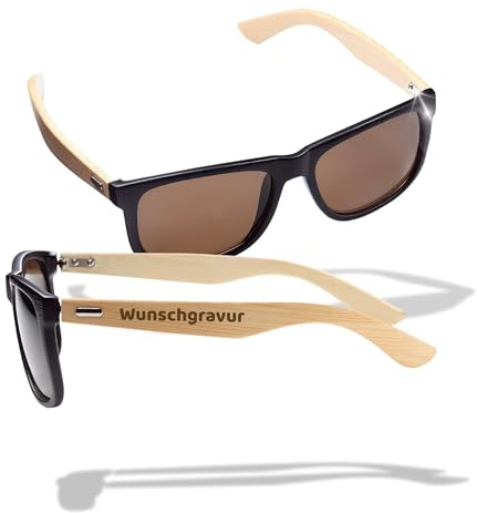 Sonnenbrille mit Bambusbügeln UV-400 Schutz - Unisex Brille für den Sommer | Bambusbügel, UV400 Schutz, Blues-Stil, Unisex, modisch, leicht, Sommer, Festival, Strand, Sonne, Männer, Frauen